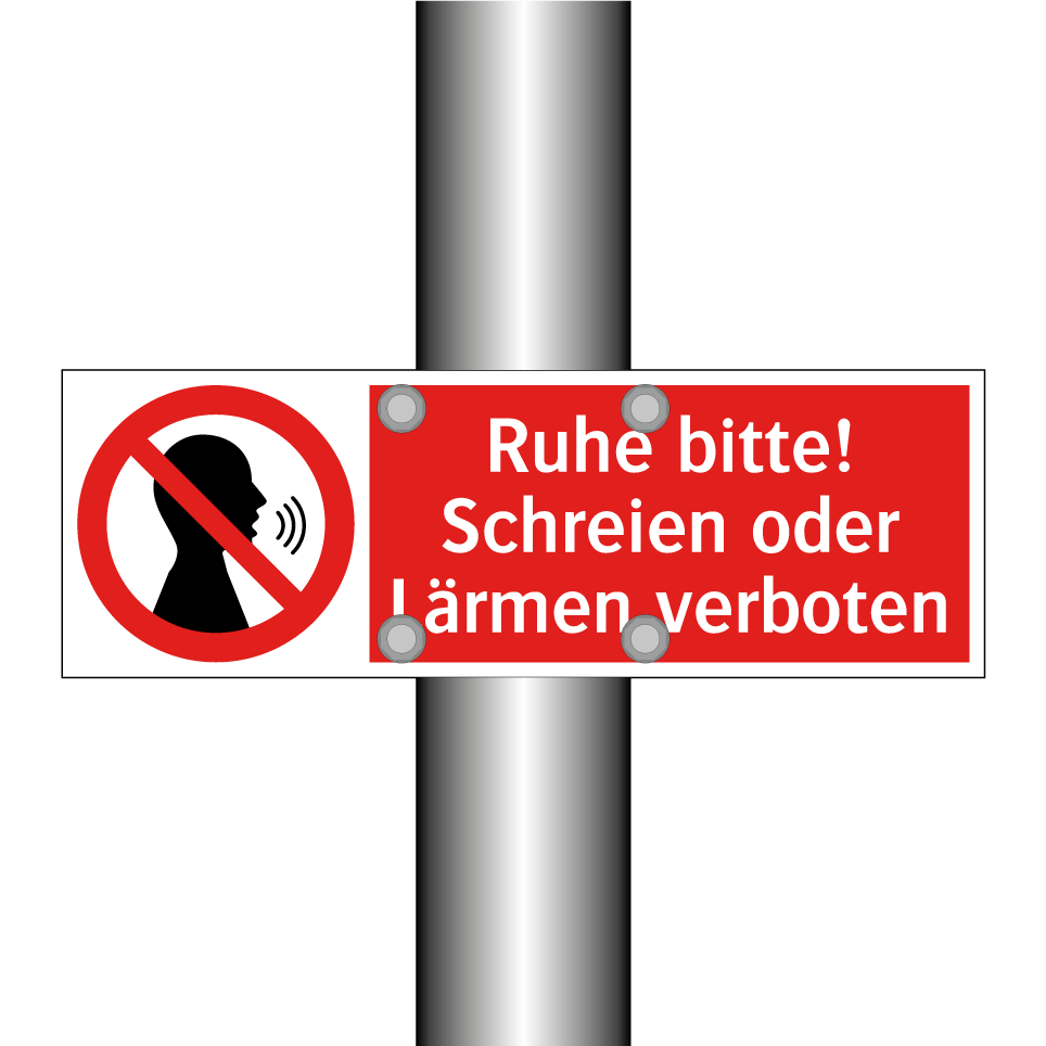 Ruhe bitte! Schreien oder Lärmen verboten