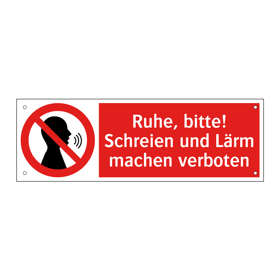 Ruhe, bitte! Schreien und Lärm machen verboten