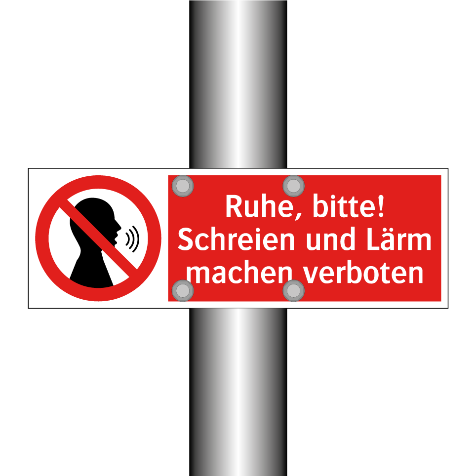 Ruhe, bitte! Schreien und Lärm machen verboten