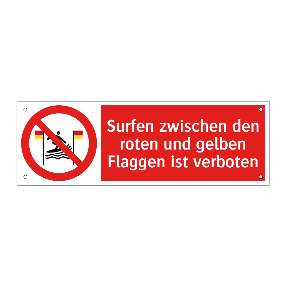 Surfen zwischen den roten und gelben Flaggen ist verboten