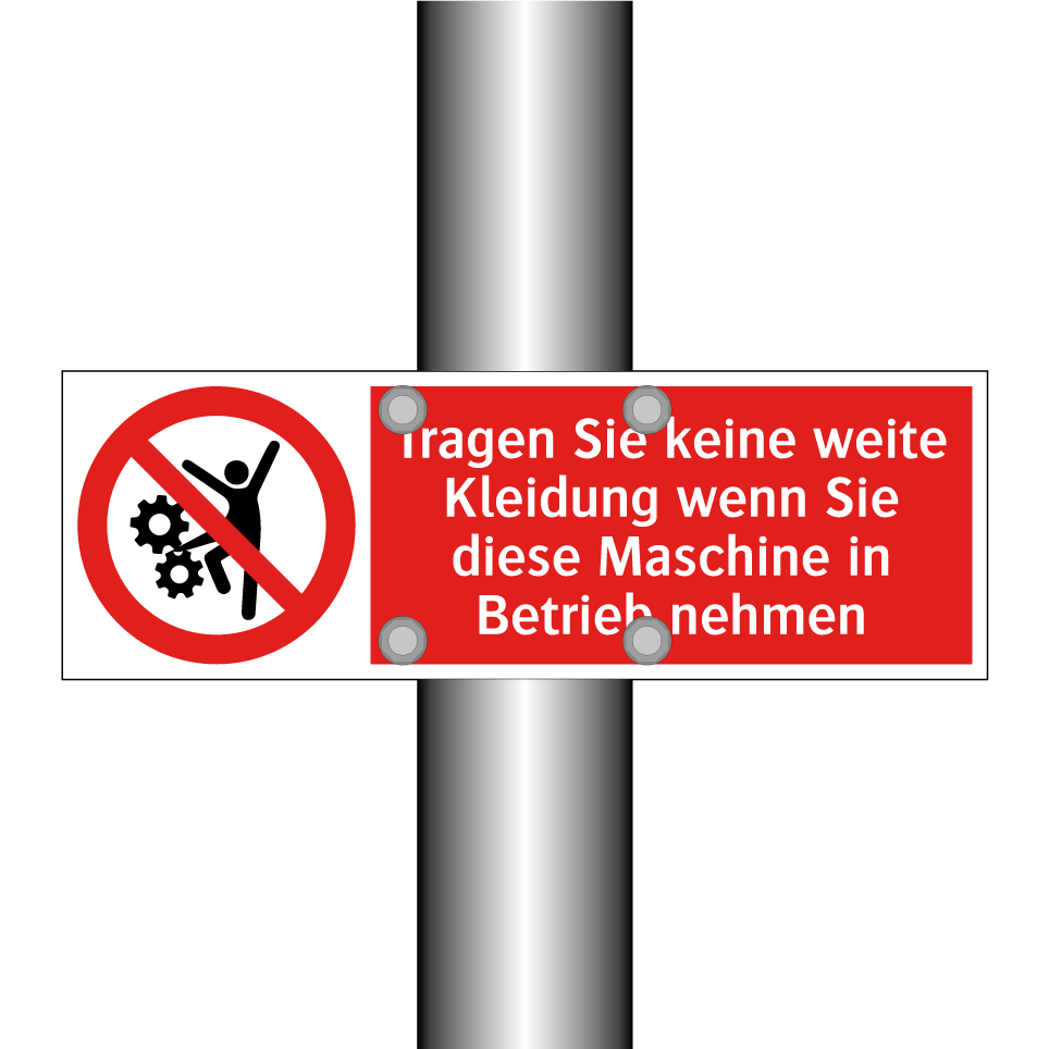 Tragen Sie keine weite Kleidung wenn Sie diese Maschine in Betrieb nehmen