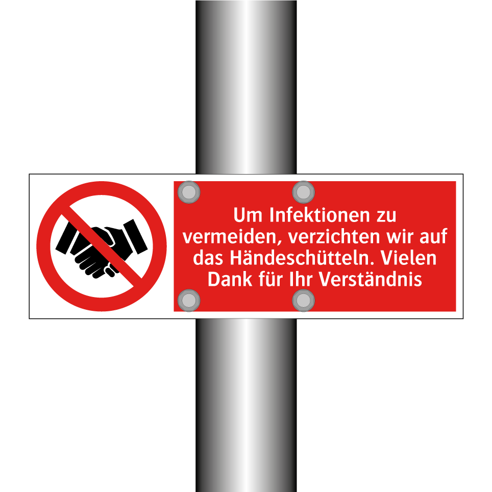 Um Infektionen zu vermeiden, verzichten wir auf das Händeschütteln. Vielen Dank für Ihr Verständnis