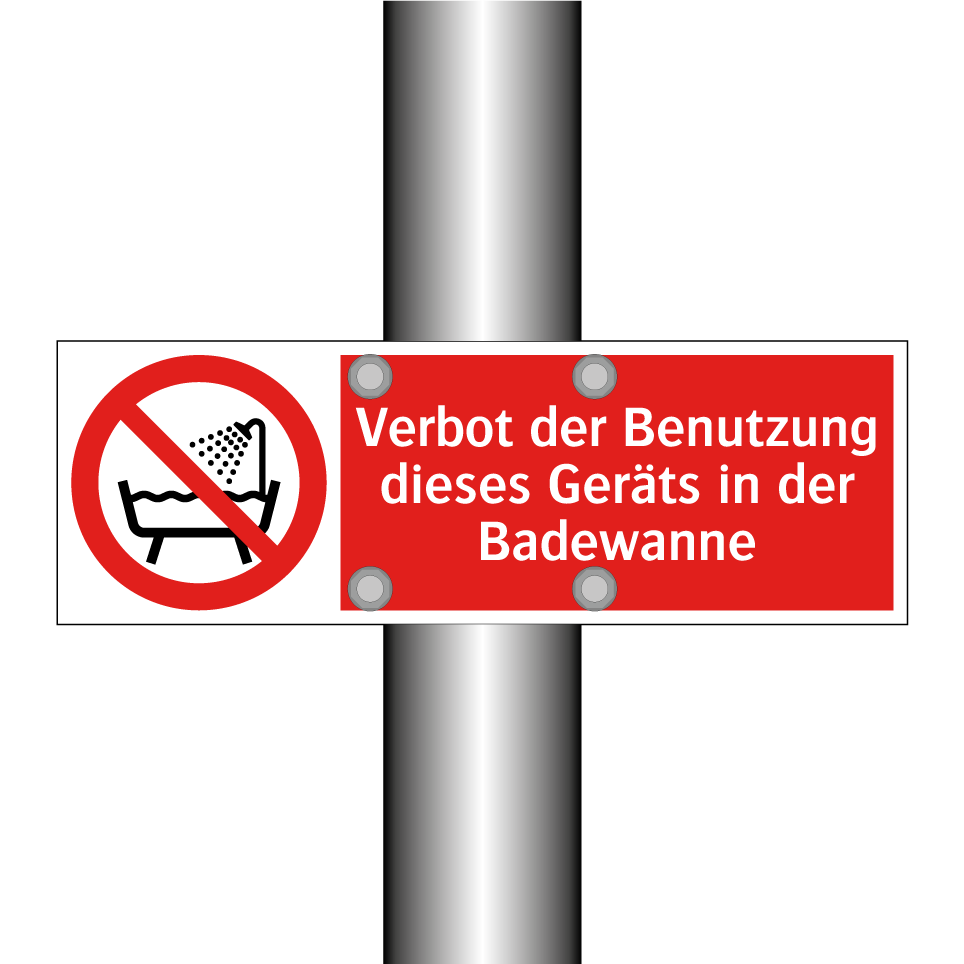Verbot der Benutzung dieses Geräts in der Badewanne