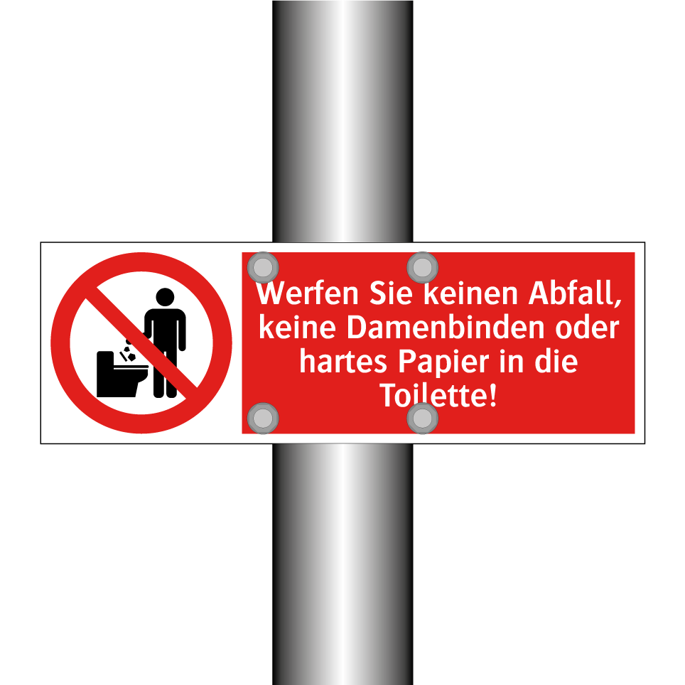 Werfen Sie keinen Abfall, keine Damenbinden oder hartes Papier in die Toilette!