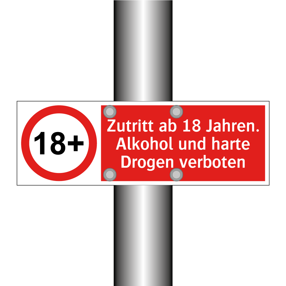 Zutritt ab 18 Jahren. Alkohol und harte Drogen verboten