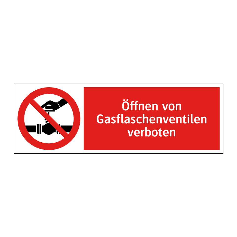 Öffnen von Gasflaschenventilen verboten