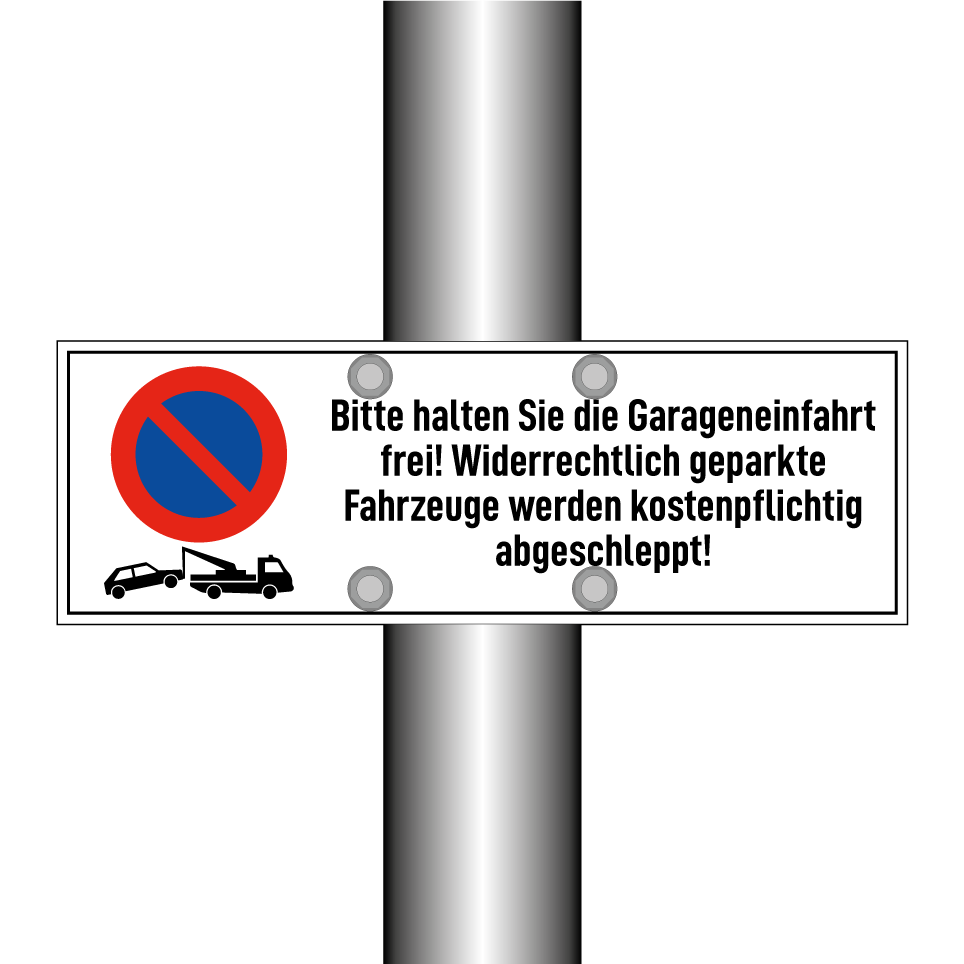 Bitte halten Sie die Garageneinfahrt frei! Widerrechtlich geparkte Fahrzeuge werden kostenpflichtig abgeschleppt!