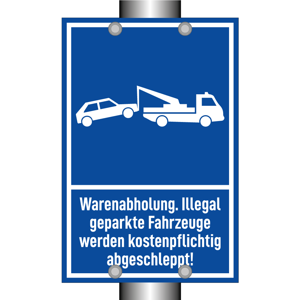Warenabholung. Illegal geparkte Fahrzeuge werden kostenpflichtig abgeschleppt!