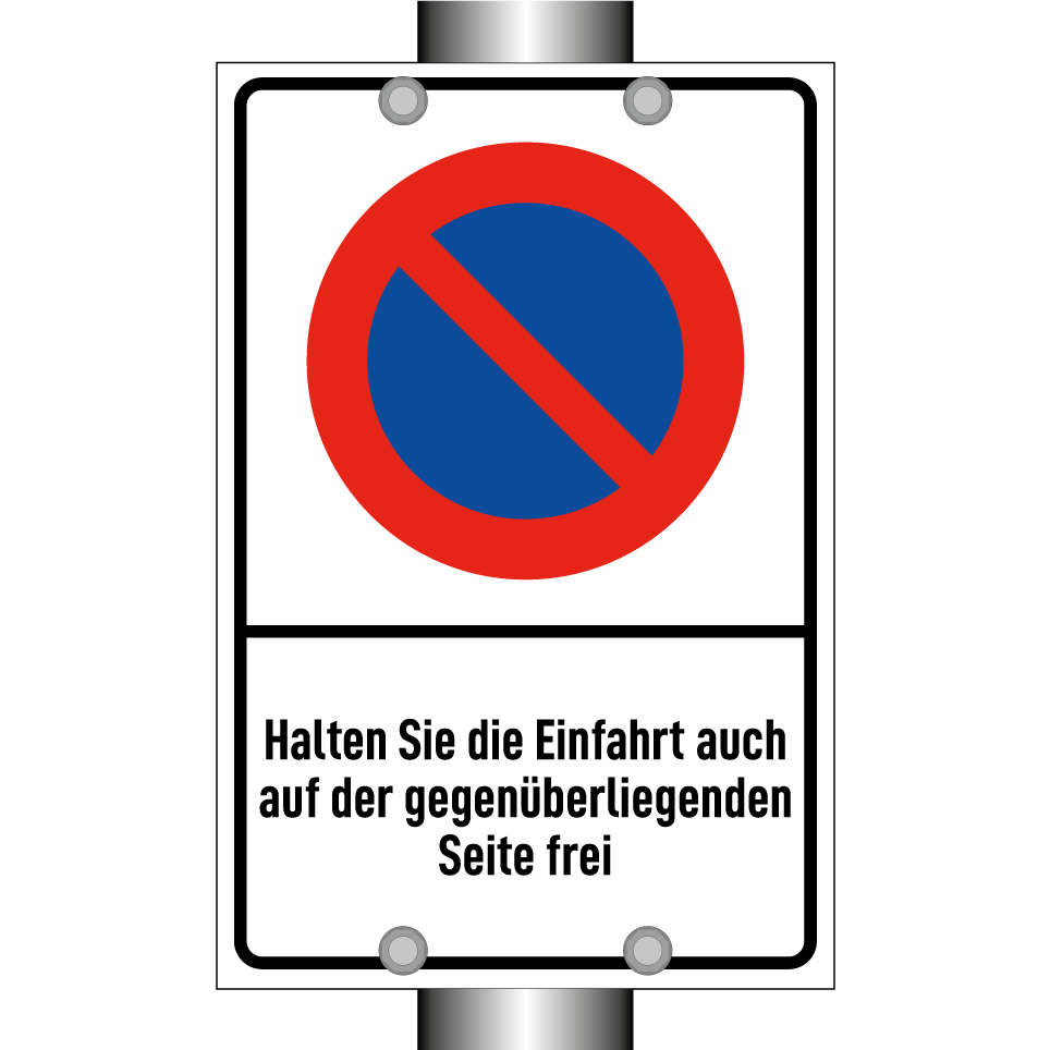 Halten Sie die Einfahrt auch auf der gegenüberliegenden Seite frei