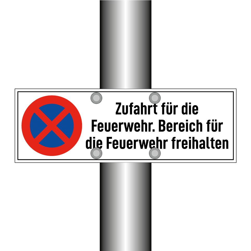 Zufahrt für die Feuerwehr. Bereich für die Feuerwehr freihalten