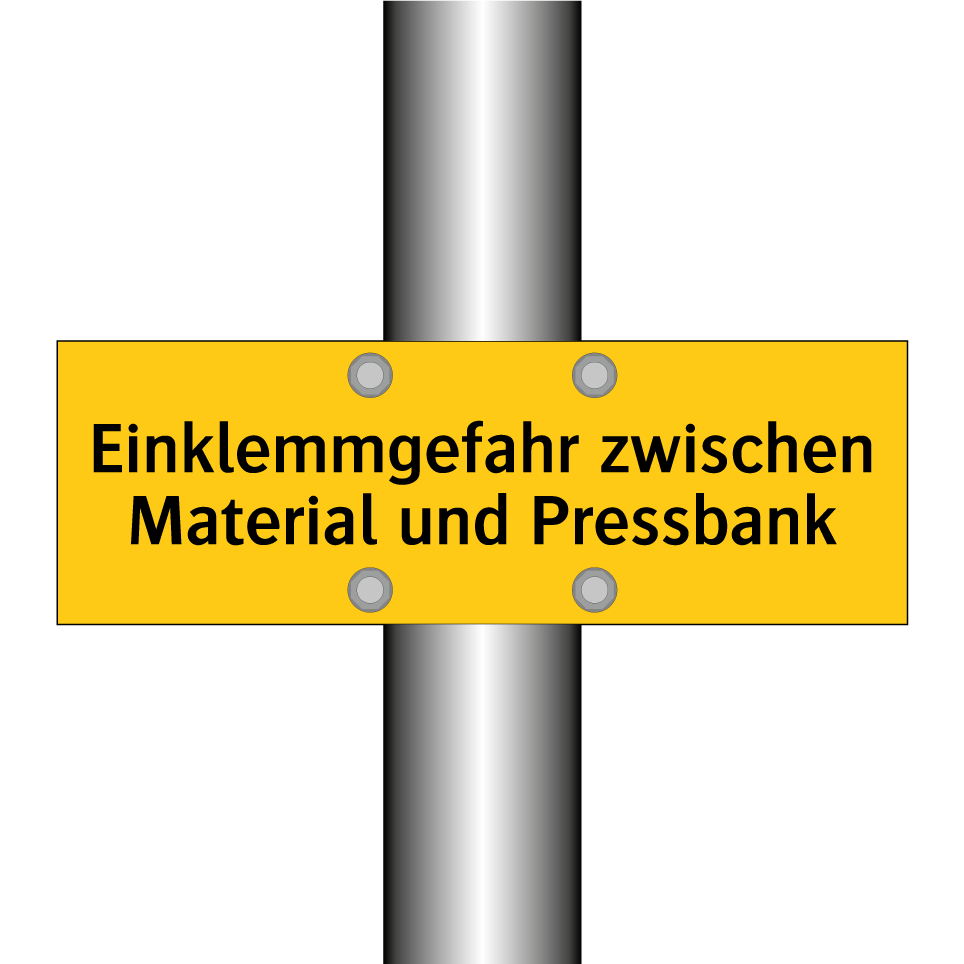 Einklemmgefahr zwischen Material und Pressbank