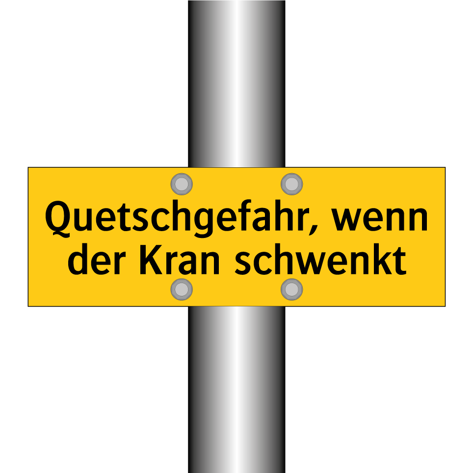 Quetschgefahr, wenn der Kran schwenkt