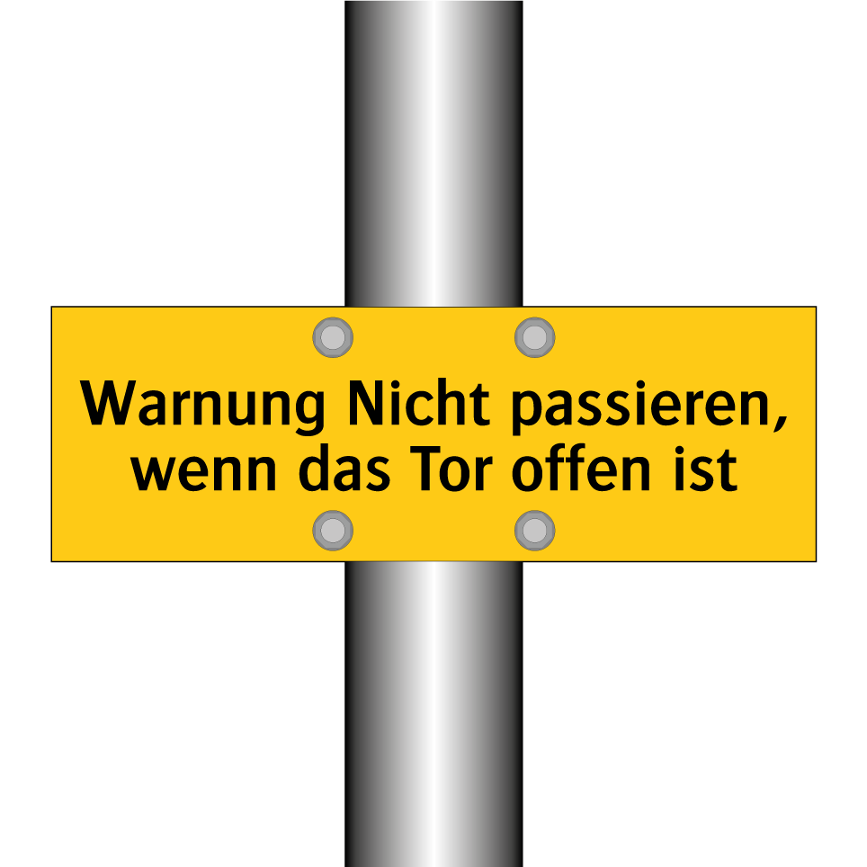 Warnung Nicht passieren, wenn das Tor offen ist