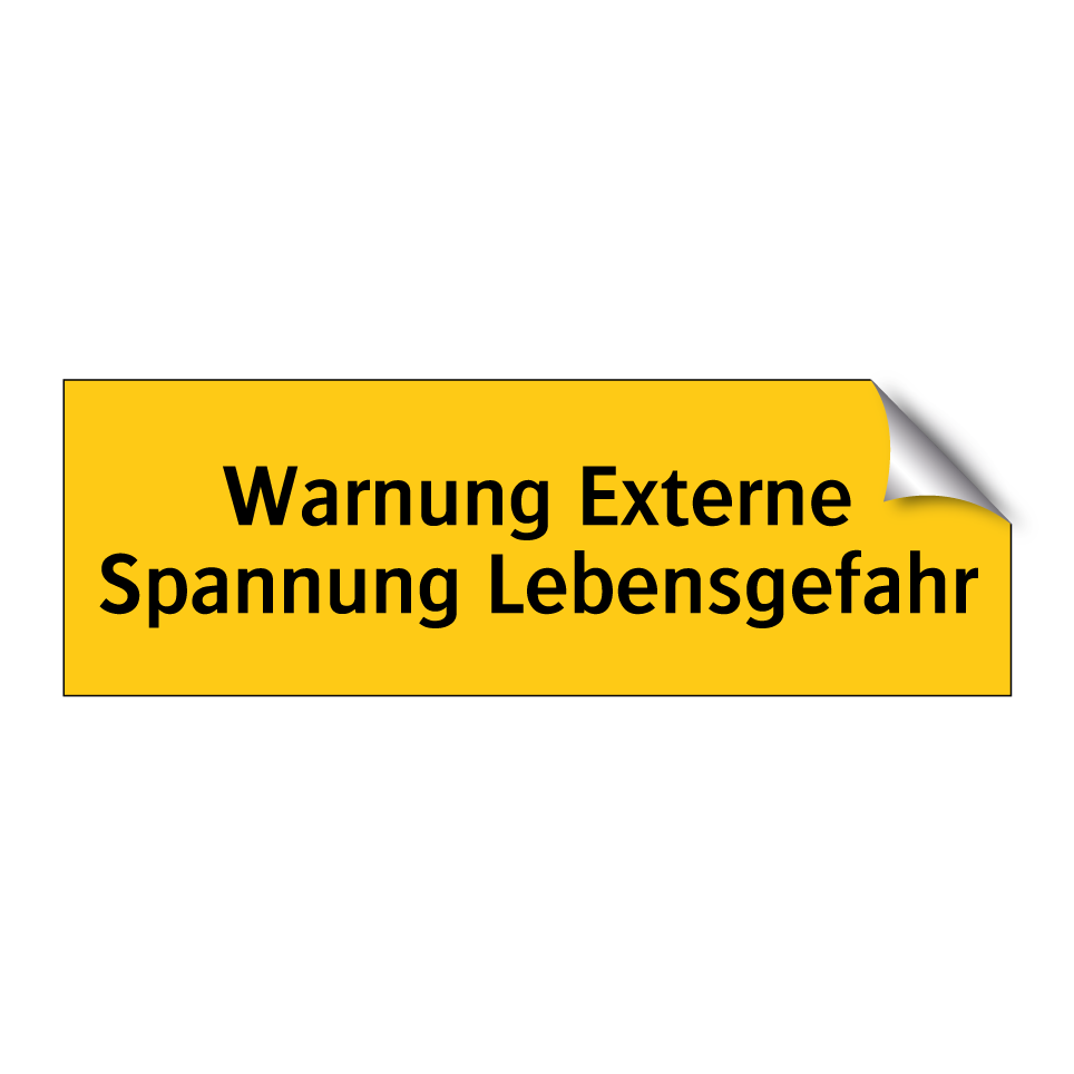 Warnung Externe Spannung Lebensgefahr