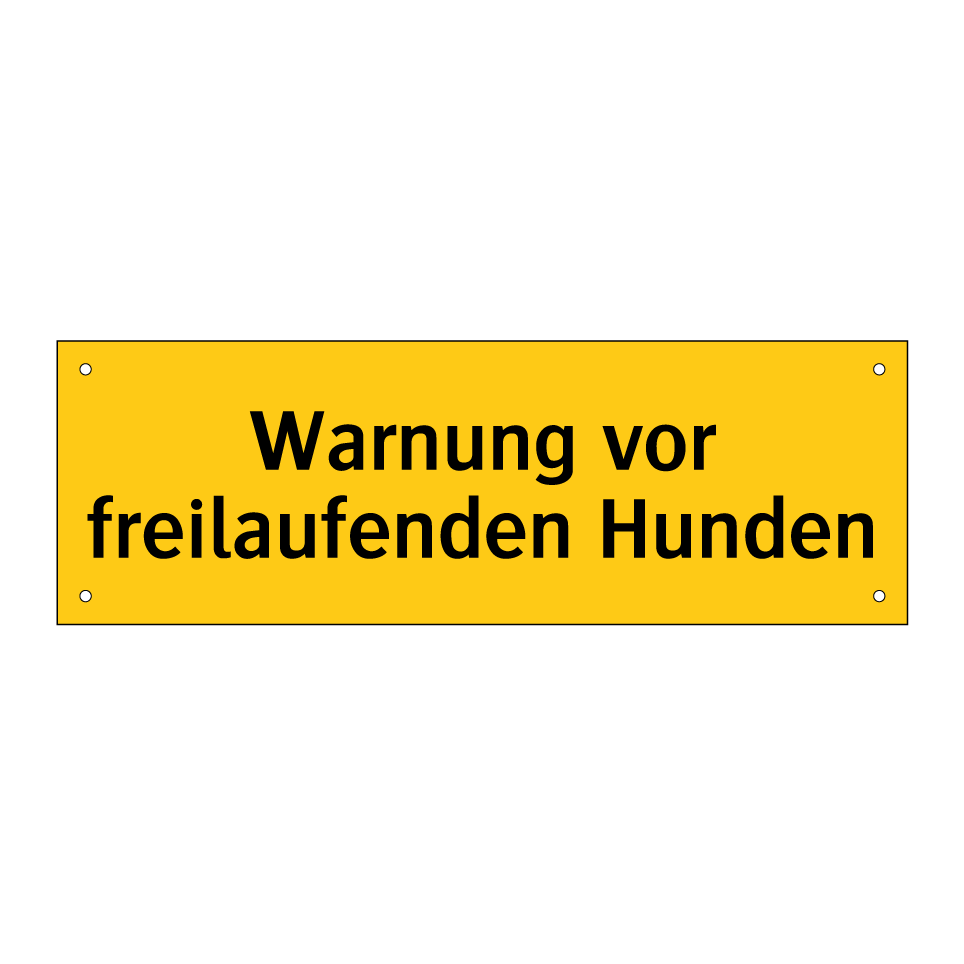 Warnung vor freilaufenden Hunden