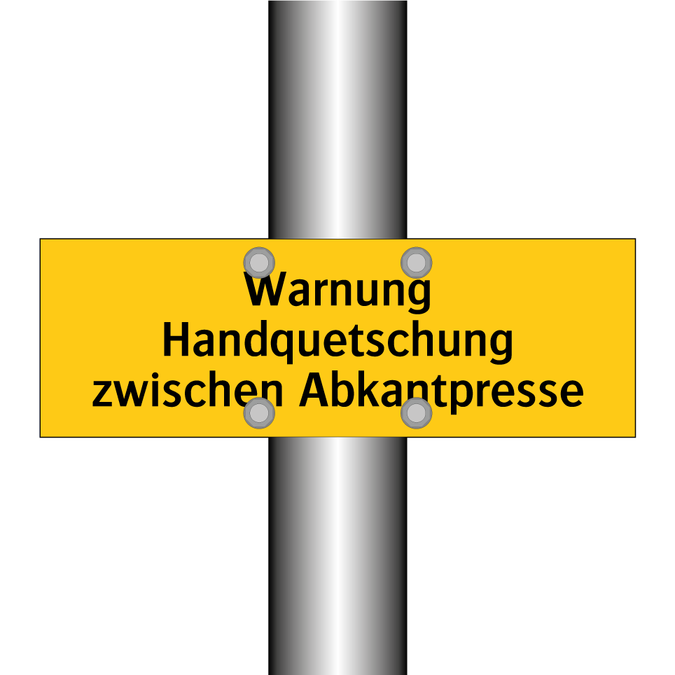Warnung Handquetschung zwischen Abkantpresse