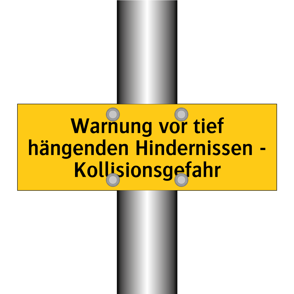 Warnung vor tief hängenden Hindernissen - Kollisionsgefahr