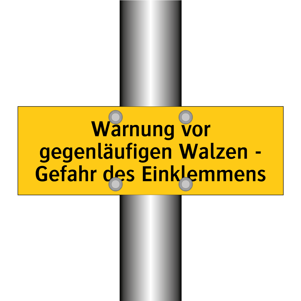 Warnung vor gegenläufigen Walzen - Gefahr des Einklemmens