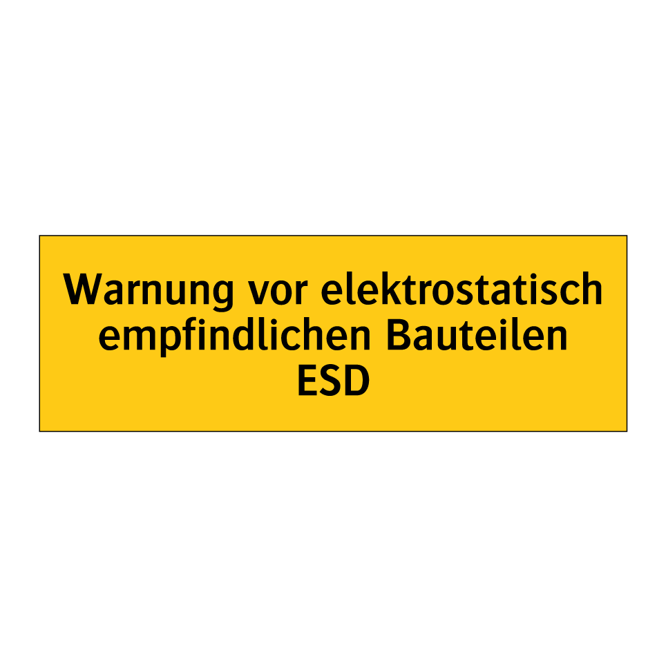 Warnung vor elektrostatisch empfindlichen Bauteilen ESD