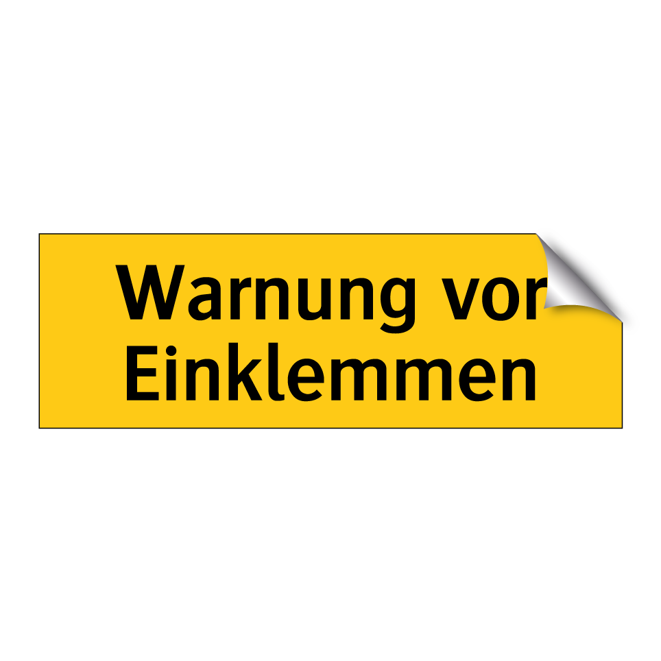 Warnung vor Einklemmen