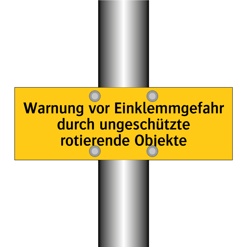 Warnung vor Einklemmgefahr durch ungeschützte rotierende Objekte