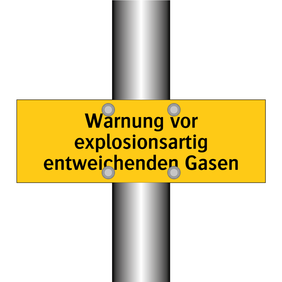 Warnung vor explosionsartig entweichenden Gasen