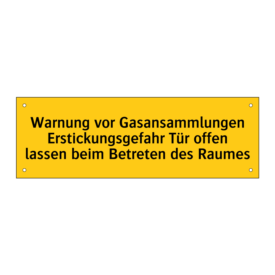 Warnung vor Gasansammlungen Erstickungsgefahr Tür offen lassen beim Betreten des Raumes