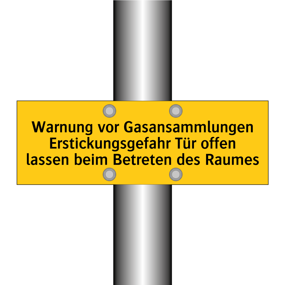 Warnung vor Gasansammlungen Erstickungsgefahr Tür offen lassen beim Betreten des Raumes