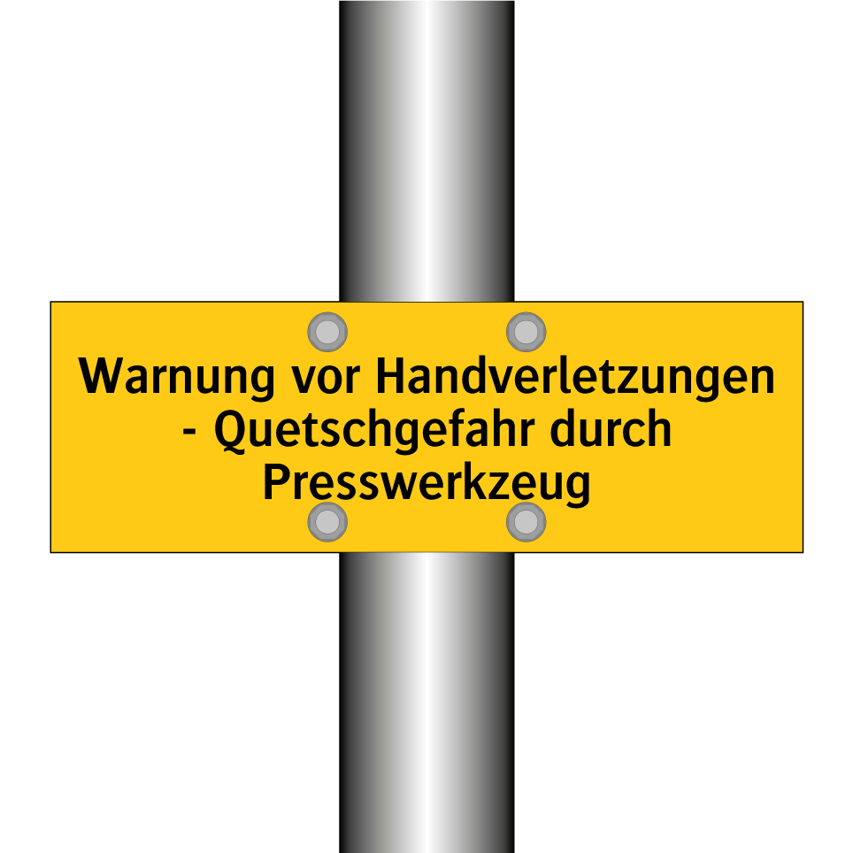 Warnung vor Handverletzungen - Quetschgefahr durch Presswerkzeug