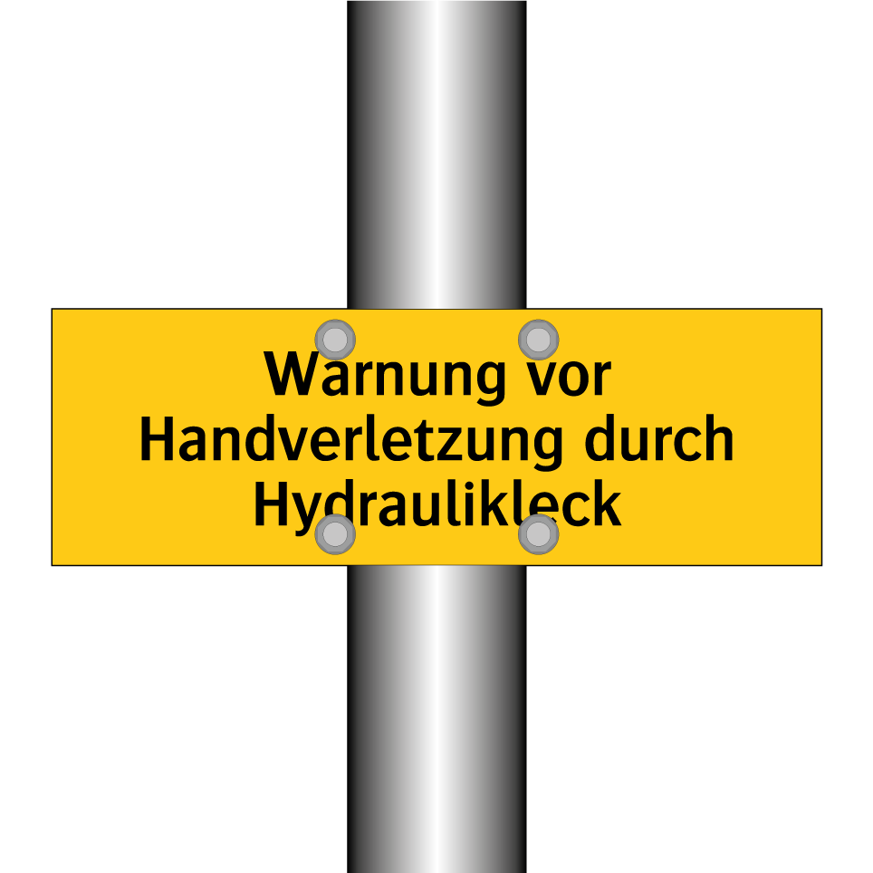 Warnung vor Handverletzung durch Hydraulikleck