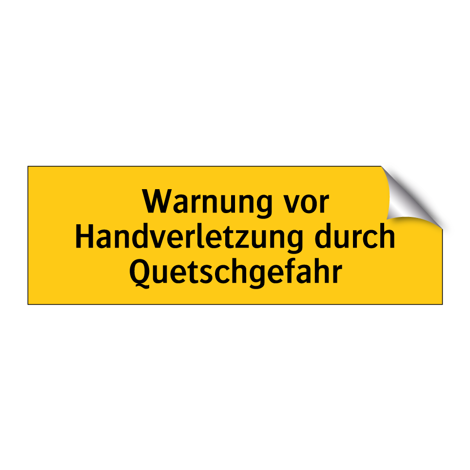 Warnung vor Handverletzung durch Quetschgefahr