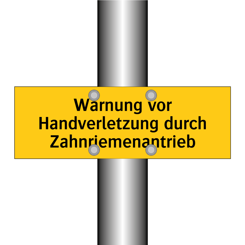 Warnung vor Handverletzung durch Zahnriemenantrieb