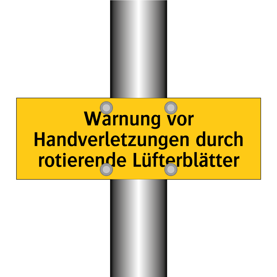 Warnung vor Handverletzungen durch rotierende Lüfterblätter