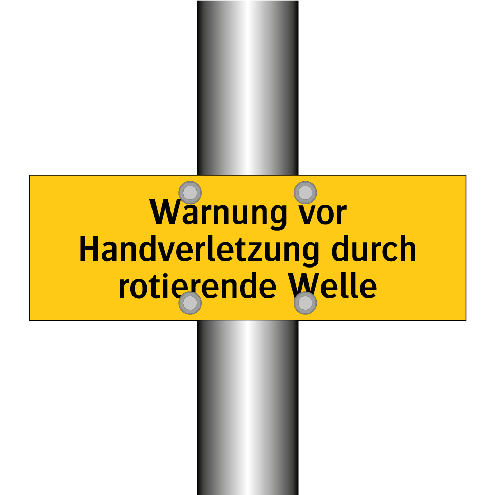 Warnung vor Handverletzung durch rotierende Welle