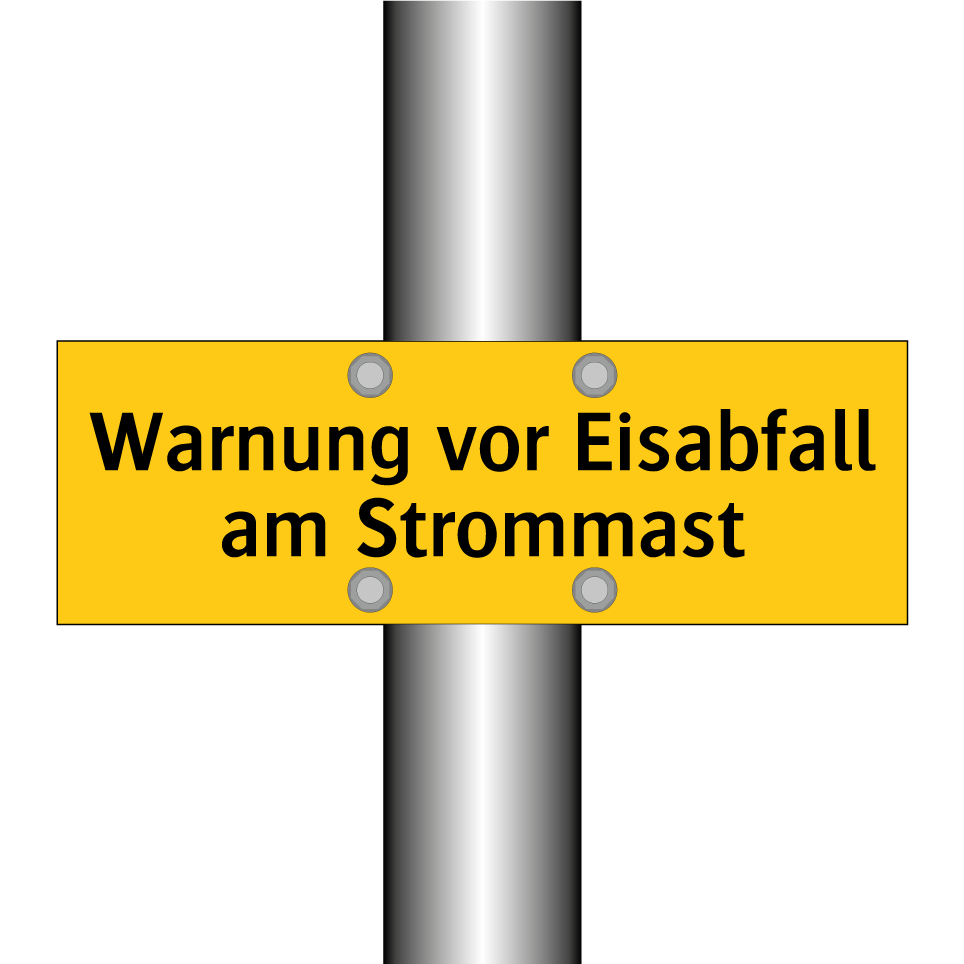 Warnung vor Eisabfall am Strommast