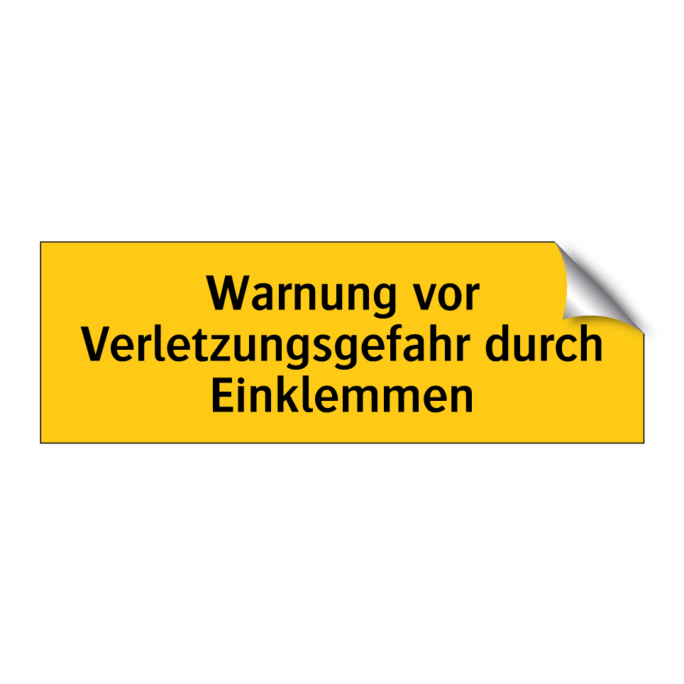 Warnung vor Verletzungsgefahr durch Einklemmen