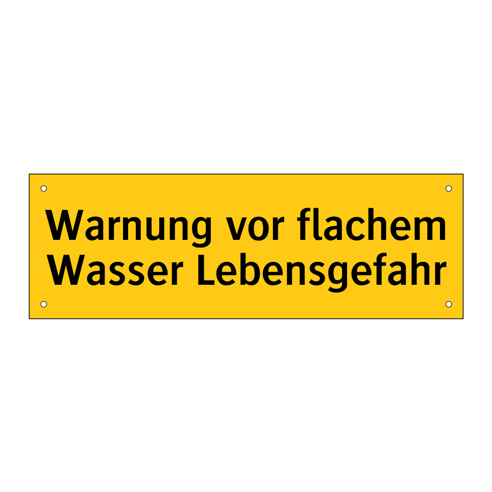 Warnung vor flachem Wasser Lebensgefahr