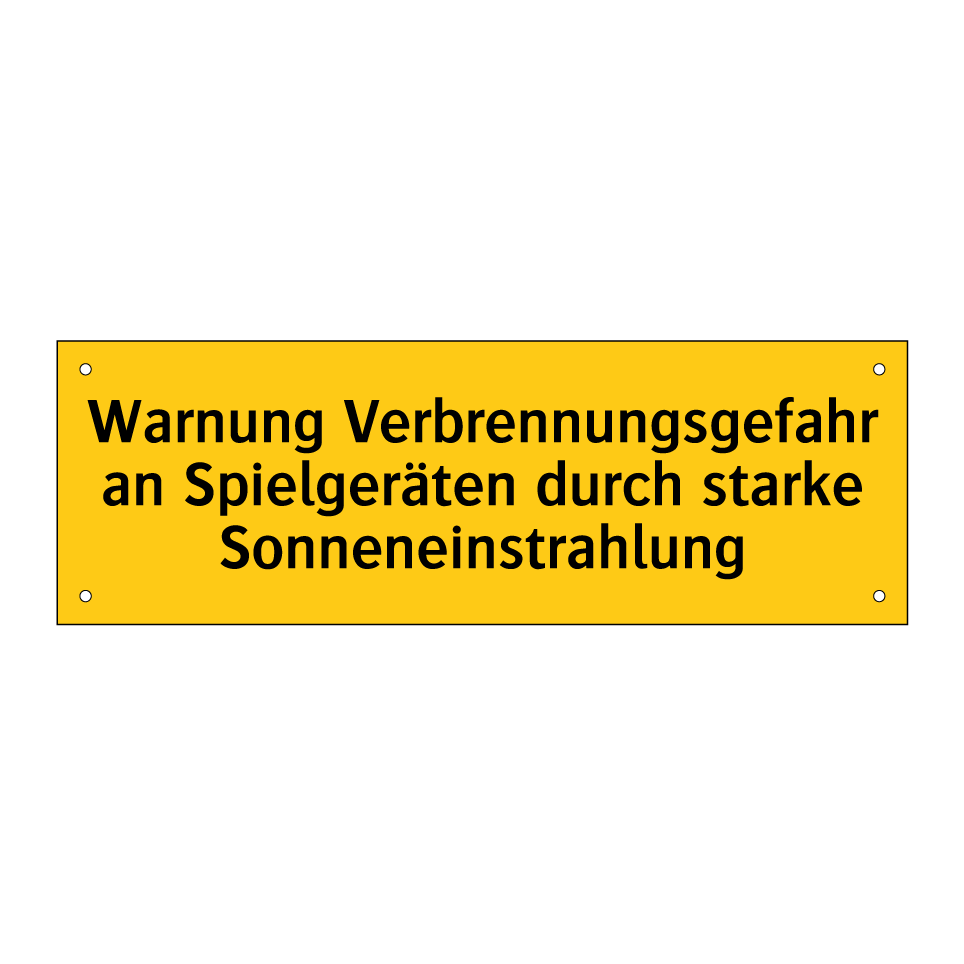 Warnung Verbrennungsgefahr an Spielgeräten durch starke Sonneneinstrahlung