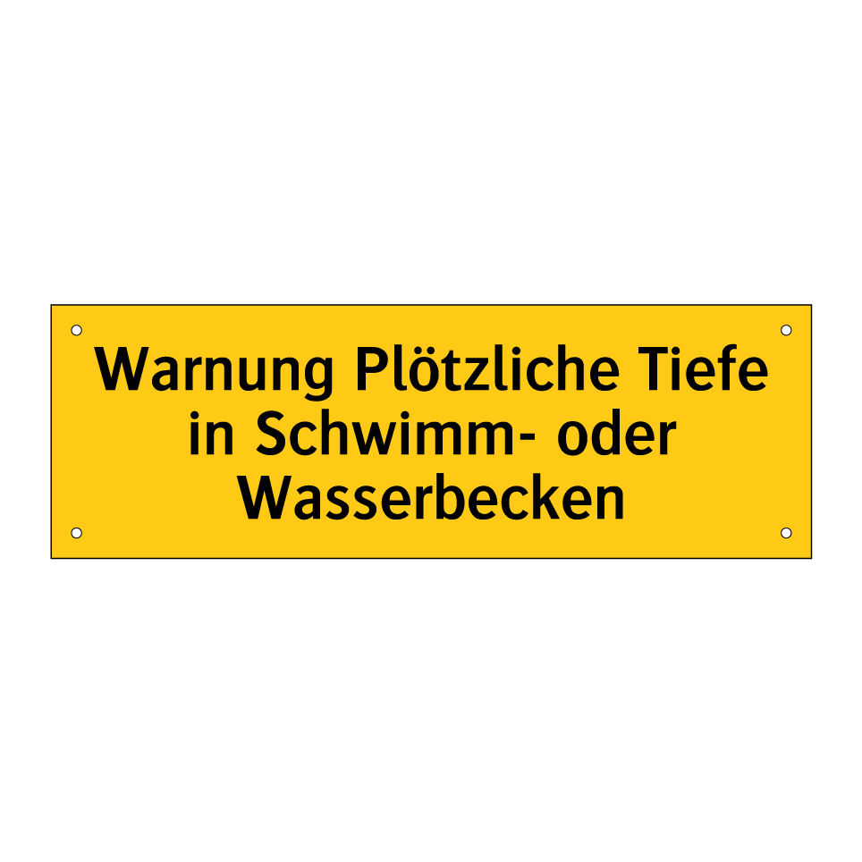 Warnung Plötzliche Tiefe in Schwimm- oder Wasserbecken