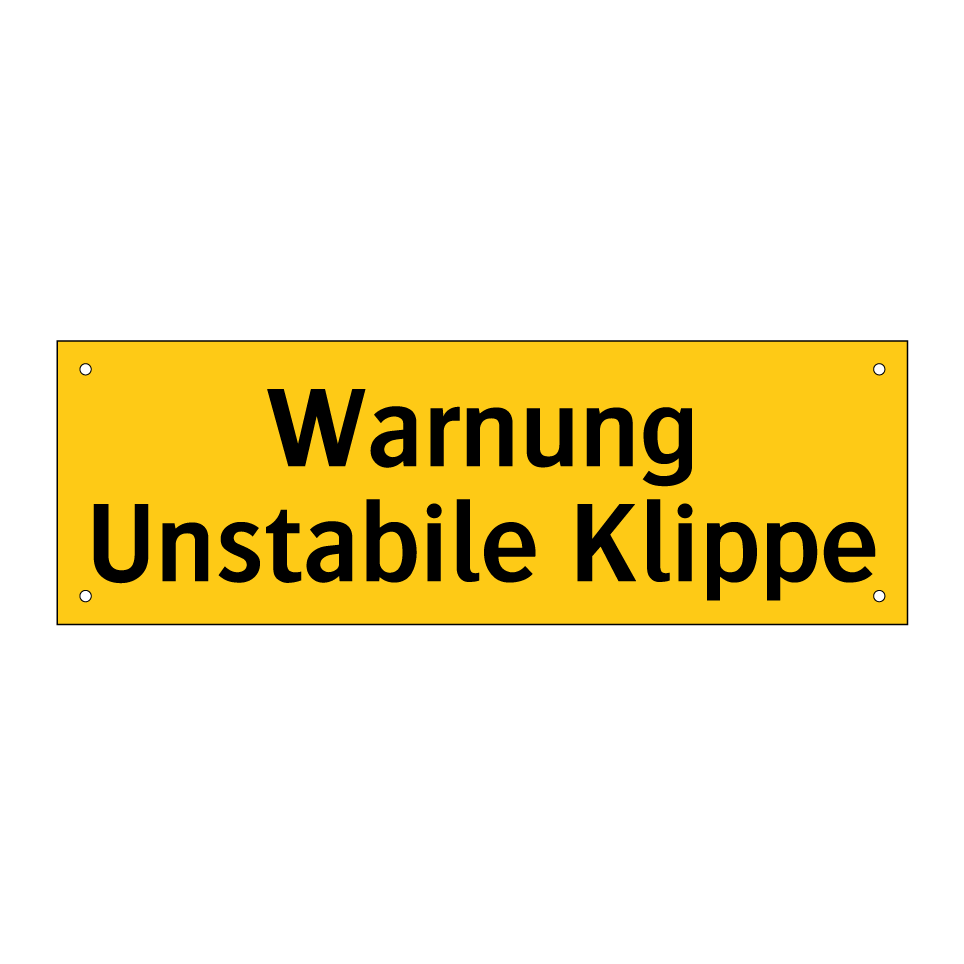 Warnung Unstabile Klippe