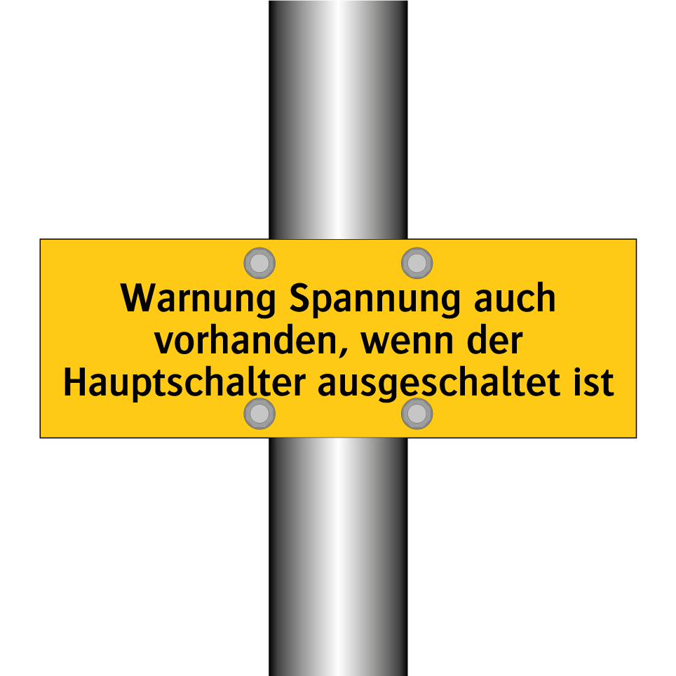 Warnung Spannung auch vorhanden, wenn der Hauptschalter ausgeschaltet ist