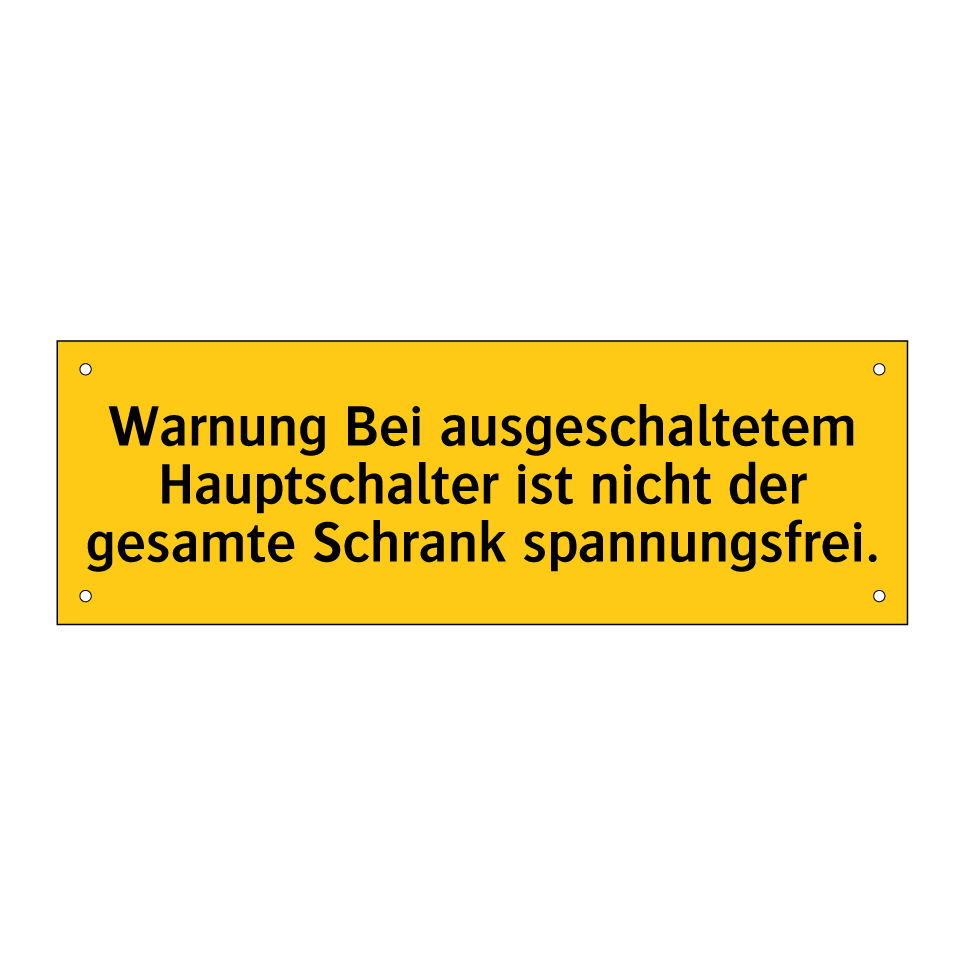 Warnung Bei ausgeschaltetem Hauptschalter ist nicht der gesamte Schrank spannungsfrei.