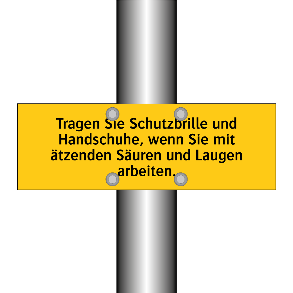 Tragen Sie Schutzbrille und Handschuhe, wenn Sie mit ätzenden Säuren und Laugen arbeiten.