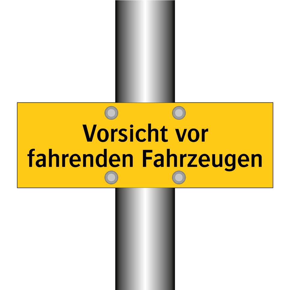 Vorsicht vor fahrenden Fahrzeugen