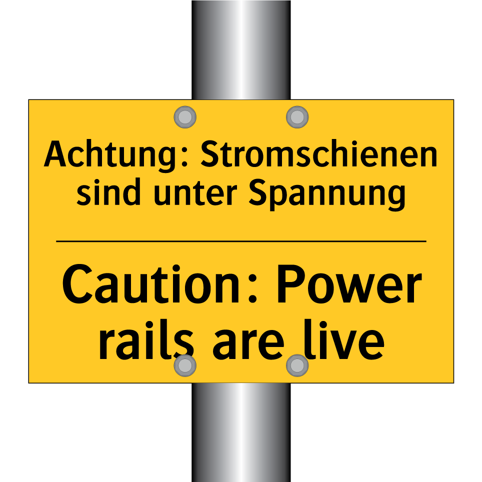 Achtung: Stromschienen sind unter /.../ - Caution: Power rails are live