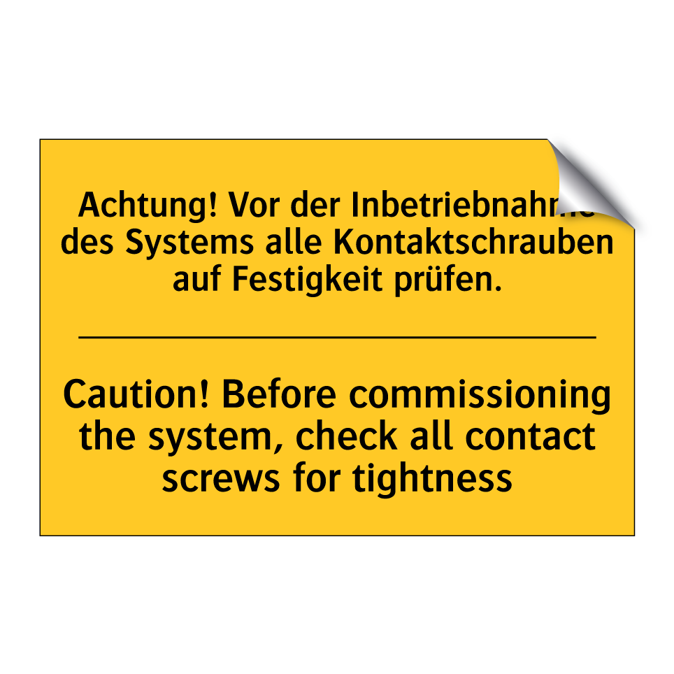 Achtung! Vor der Inbetriebnahme /.../ - Caution! Before commissioning /.../