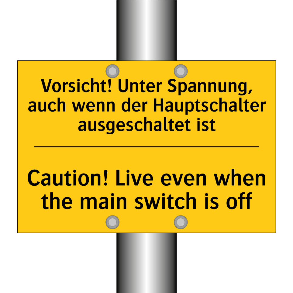 Vorsicht! Unter Spannung, auch /.../ - Caution! Live even when the main /.../