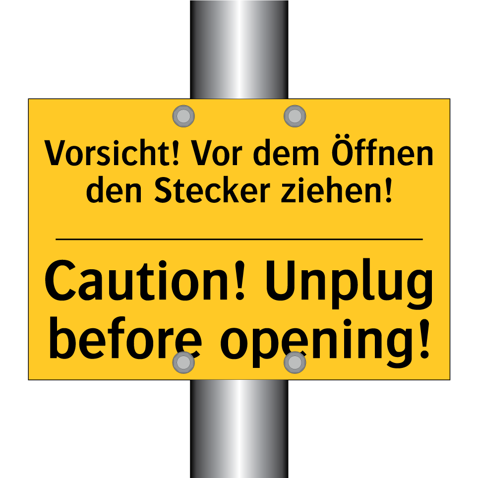 Vorsicht! Vor dem Öffnen den Stecker /.../ - Caution! Unplug before opening!/.../