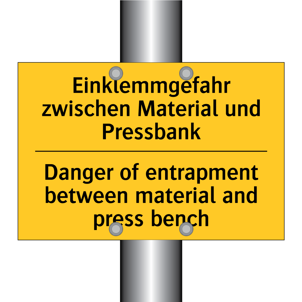 Einklemmgefahr zwischen Material /.../ - Danger of entrapment between material /.../