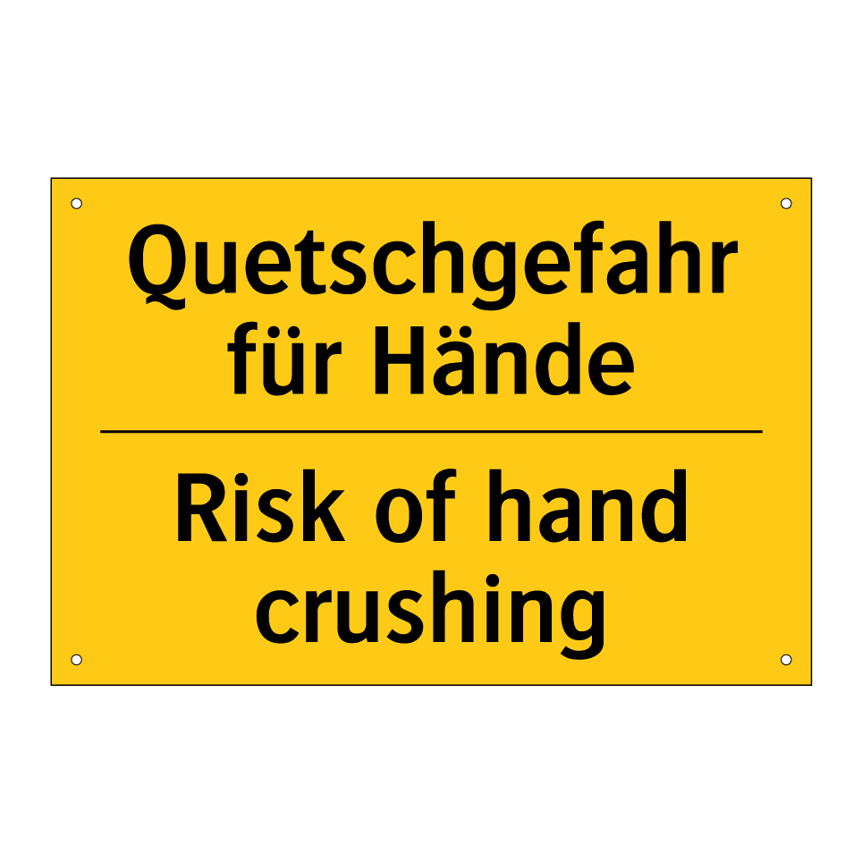 Quetschgefahr für Hände - Risk of hand crushing